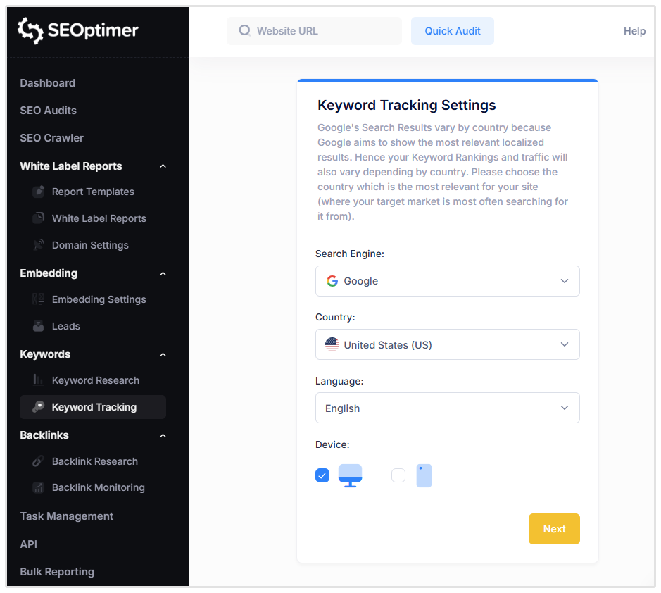 Keyword Tracking Tool